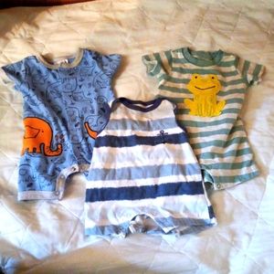 Bundle of three 3 month boy summer one pieces
